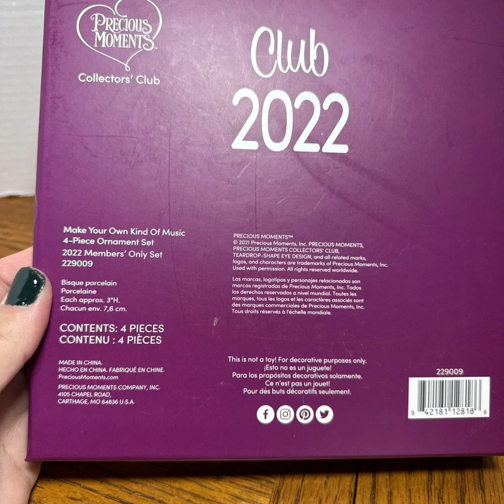 Precious Moments Ornament Box Set Music Collectors Club 2022 Make Your Own Kind